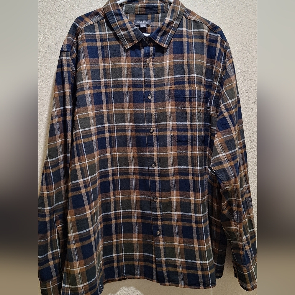 Plaid Men's Shirt - Blue and Brown